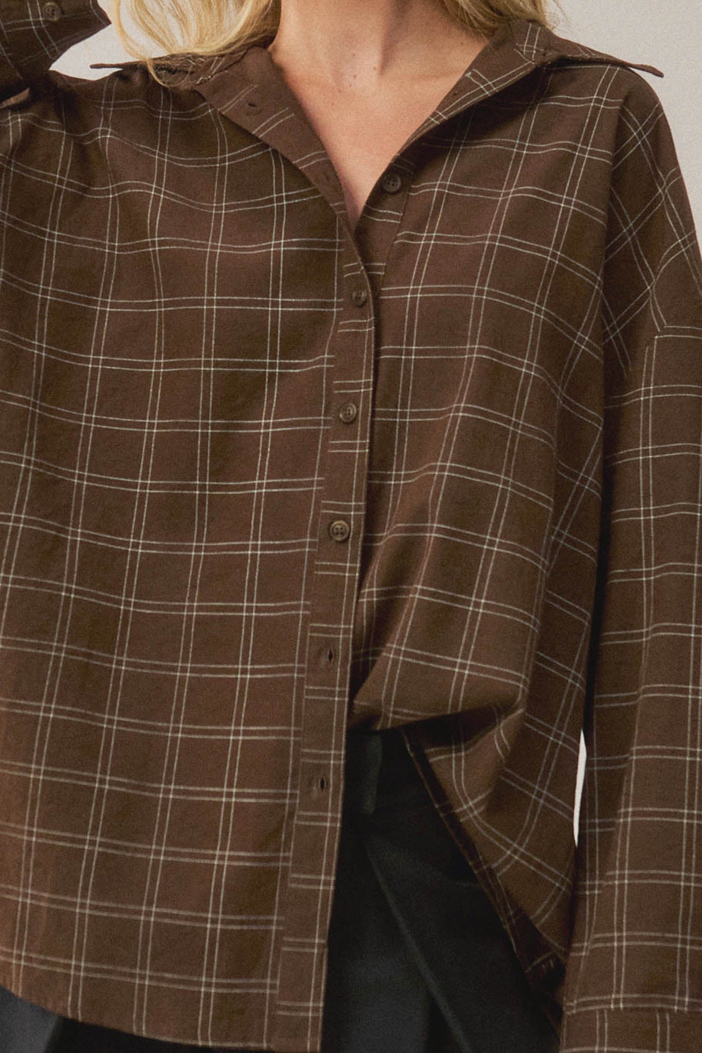 Box Office Plaid Oversize Button-Up Collared Shirt - ShopPromesa