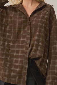 Box Office Plaid Oversize Button-Up Collared Shirt - ShopPromesa