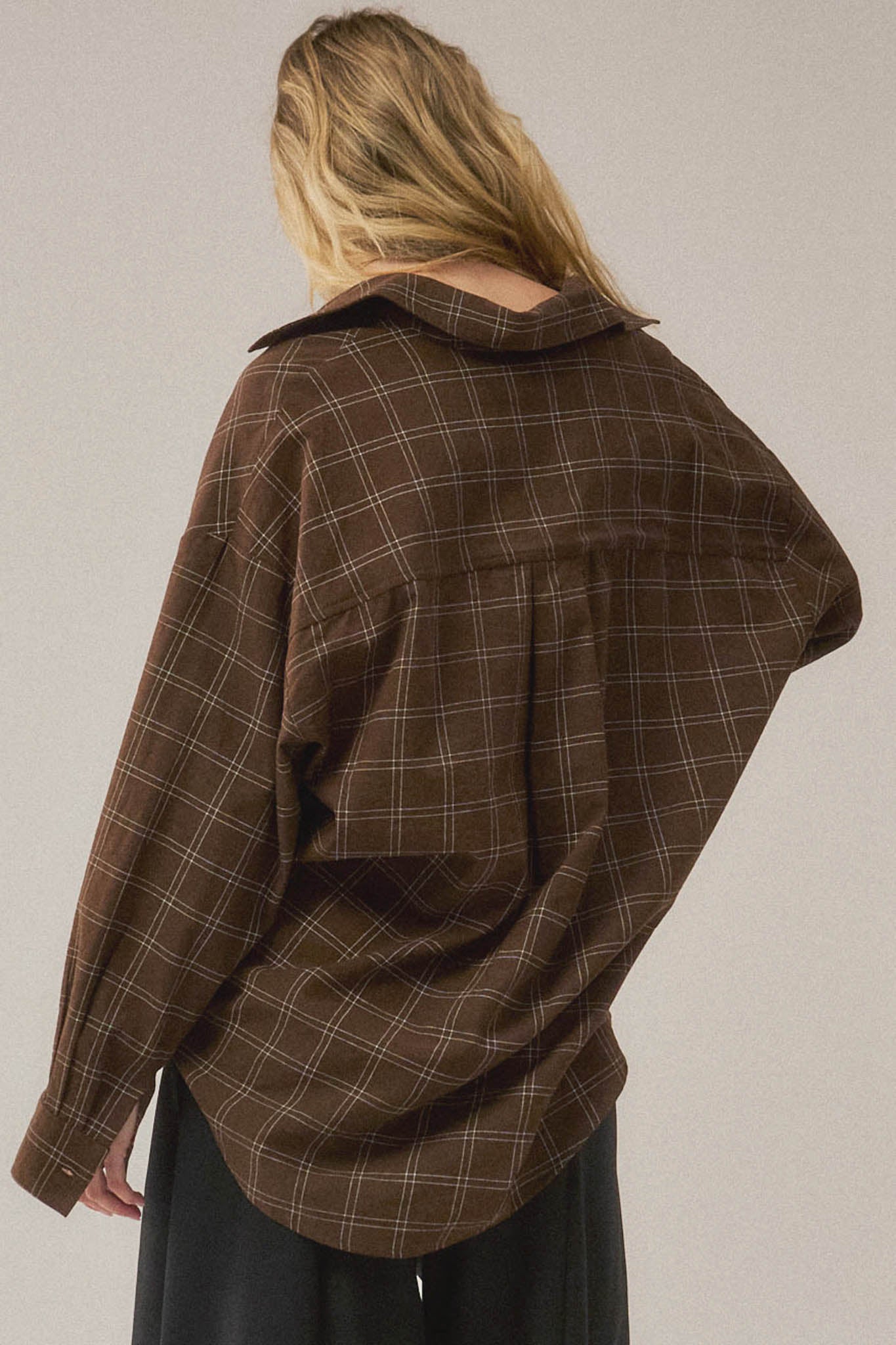 Box Office Plaid Oversize Button-Up Collared Shirt - ShopPromesa