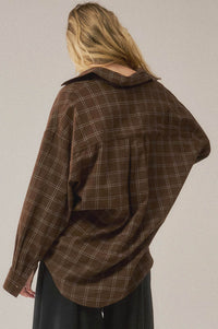 Box Office Plaid Oversize Button-Up Collared Shirt - ShopPromesa