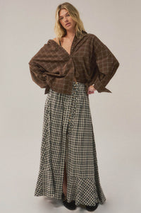 Box Office Plaid Oversize Button-Up Collared Shirt - ShopPromesa