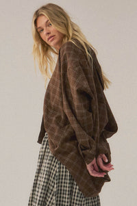Box Office Plaid Oversize Button-Up Collared Shirt - ShopPromesa