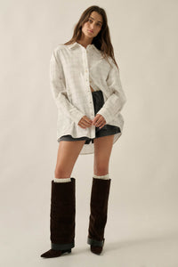 Box Office Plaid Oversize Button-Up Collared Shirt - ShopPromesa