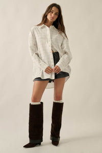 Box Office Plaid Oversize Button-Up Collared Shirt - ShopPromesa