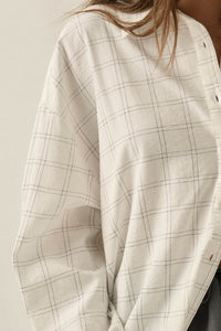 Box Office Plaid Oversize Button-Up Collared Shirt - ShopPromesa