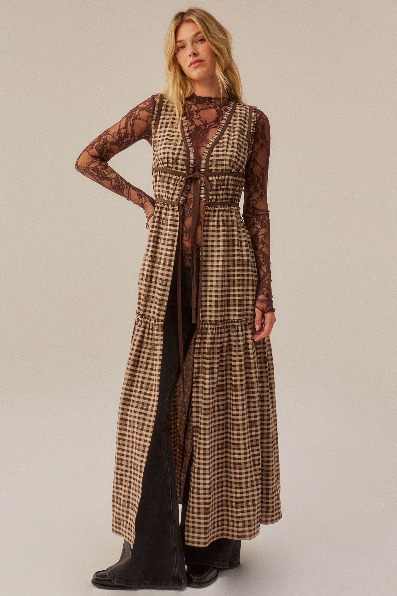 Hit Rewind Plaid Tie-Front Sleeveless Maxi Top - ShopPromesa
