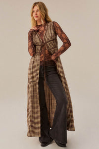 Hit Rewind Plaid Tie-Front Sleeveless Maxi Top - ShopPromesa