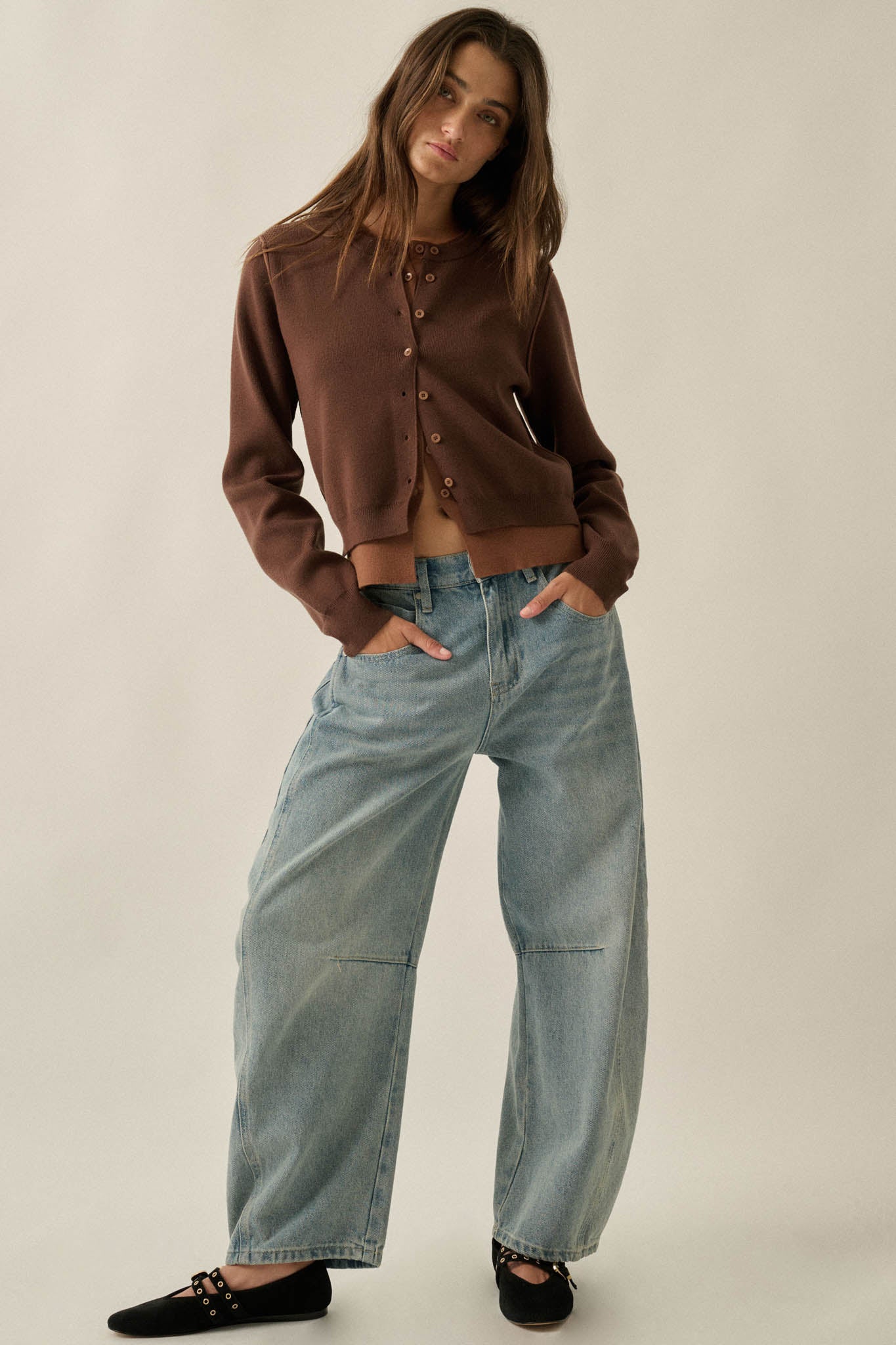 Double Up Layered Two-Tone Button-Up Cardigan - ShopPromesa