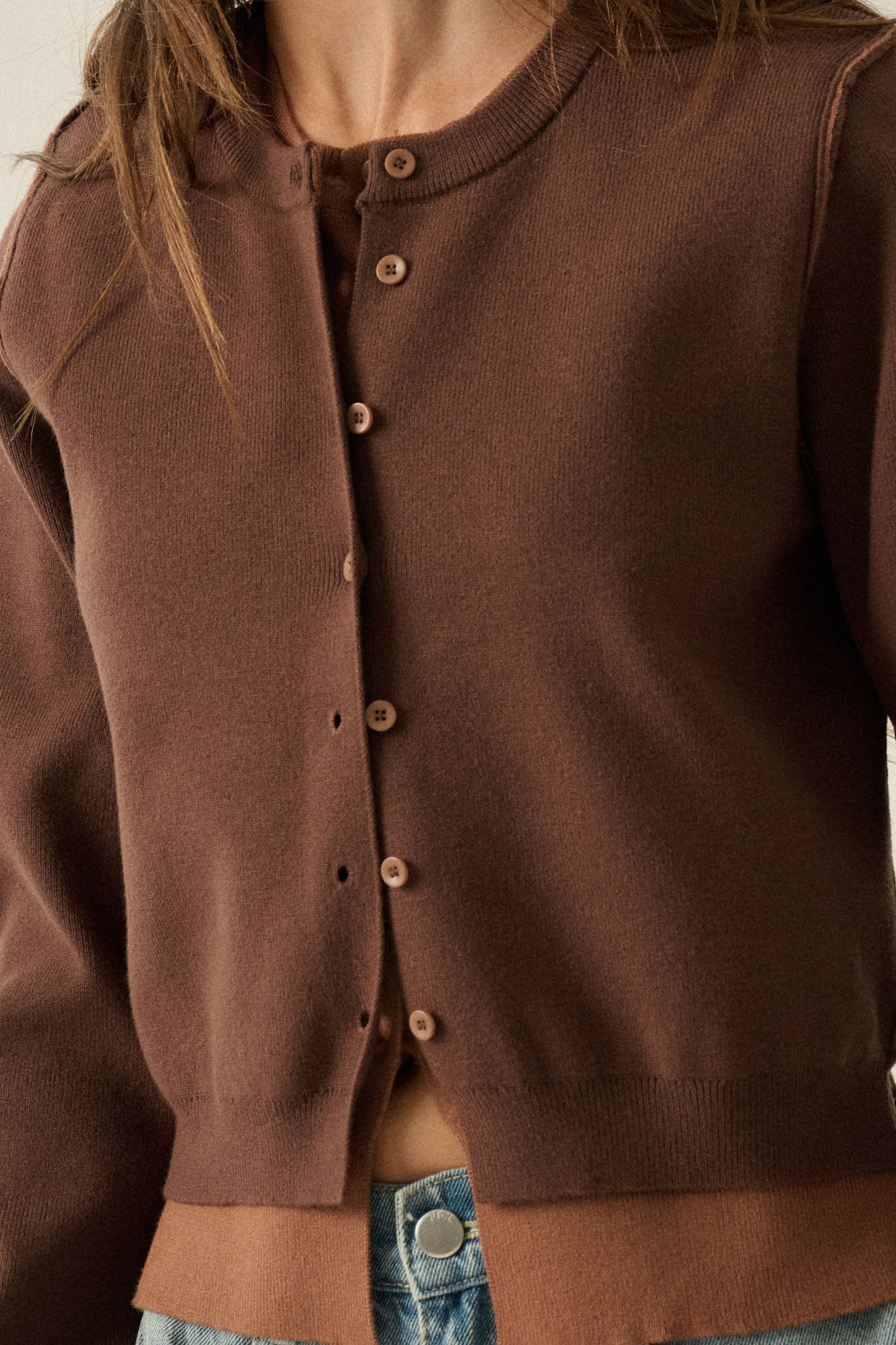 Double Up Layered Two-Tone Button-Up Cardigan - ShopPromesa