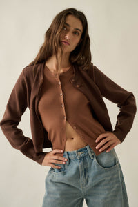 Double Up Layered Two-Tone Button-Up Cardigan - ShopPromesa