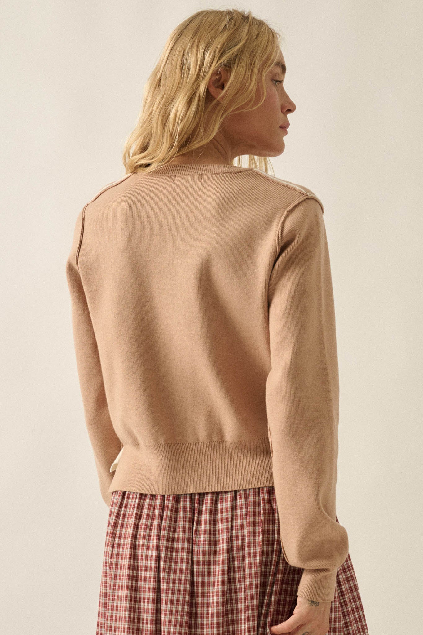 Double Up Layered Two-Tone Button-Up Cardigan - ShopPromesa