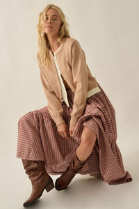 Double Up Layered Two-Tone Button-Up Cardigan - ShopPromesa
