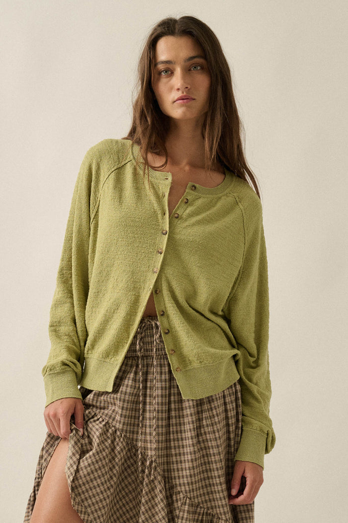 Close to You Textured Knit Raglan Cardigan - ShopPromesa