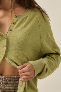 Close to You Textured Knit Raglan Cardigan - ShopPromesa