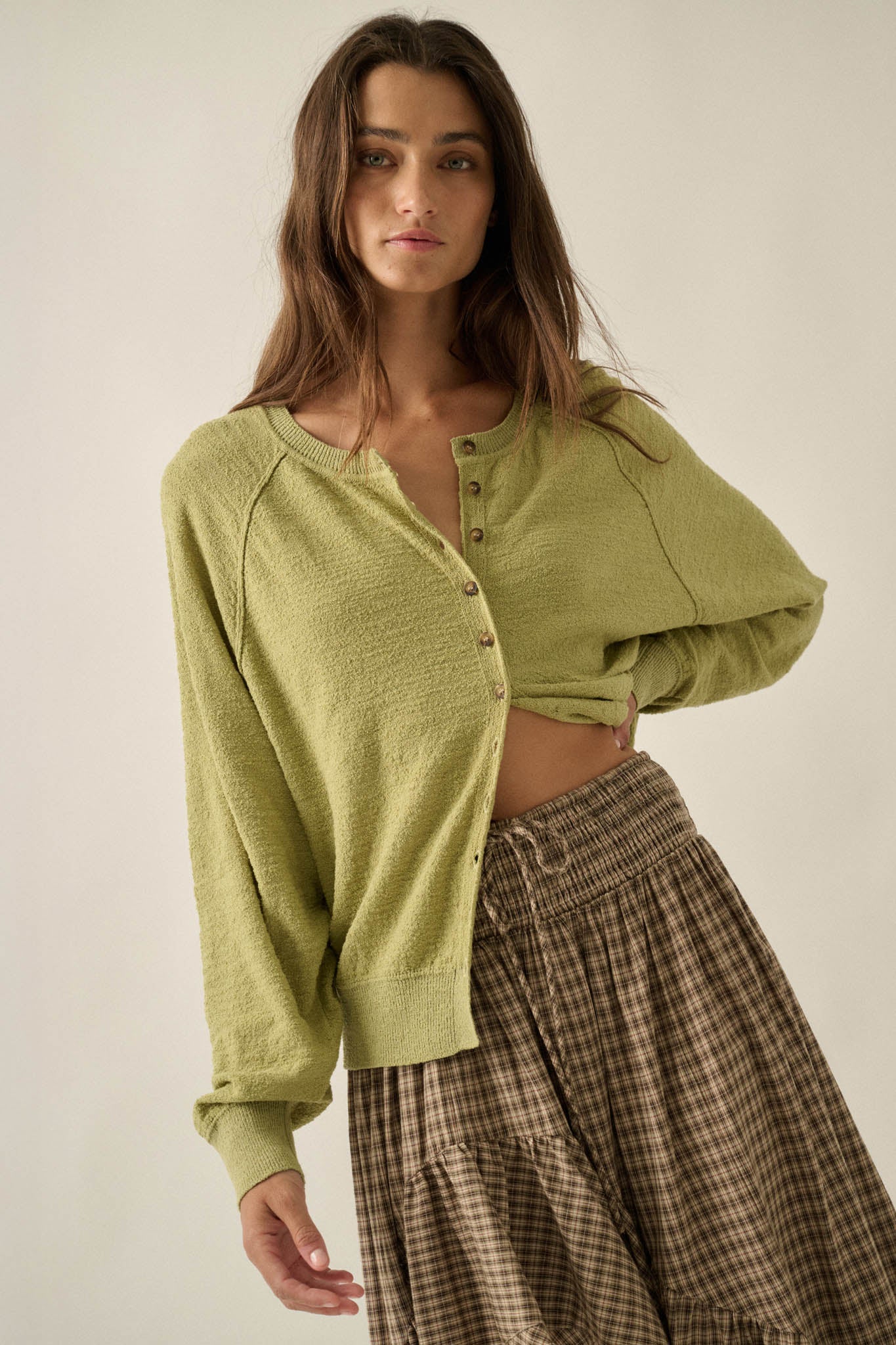 Close to You Textured Knit Raglan Cardigan - ShopPromesa