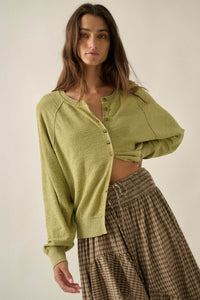 Close to You Textured Knit Raglan Cardigan - ShopPromesa