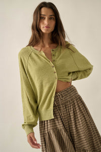 Close to You Textured Knit Raglan Cardigan - ShopPromesa