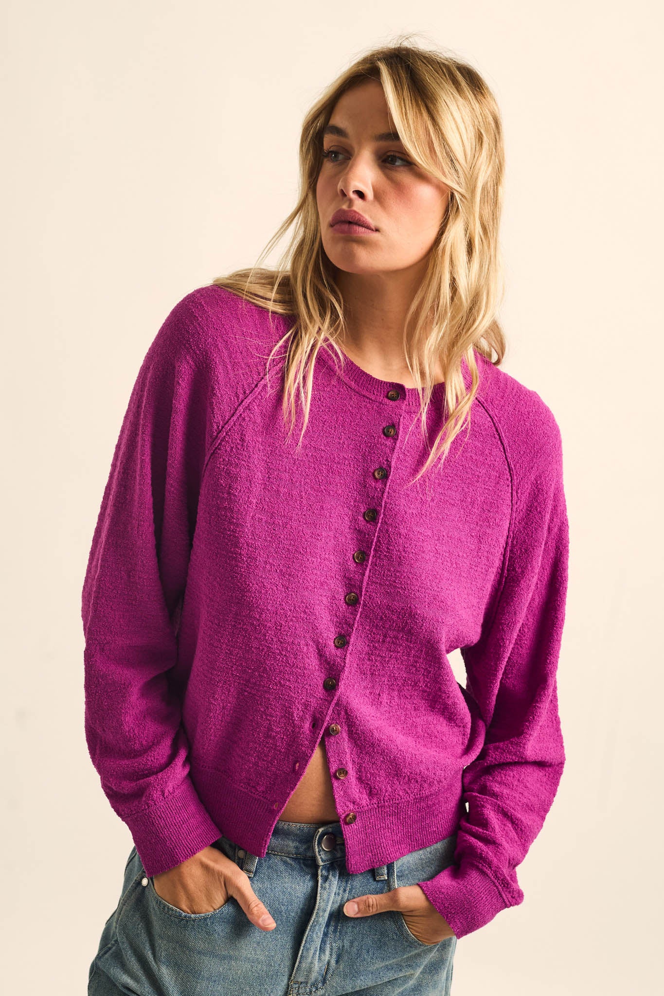 Close to You Textured Knit Raglan Cardigan - ShopPromesa