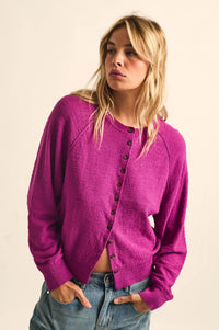 Close to You Textured Knit Raglan Cardigan - ShopPromesa