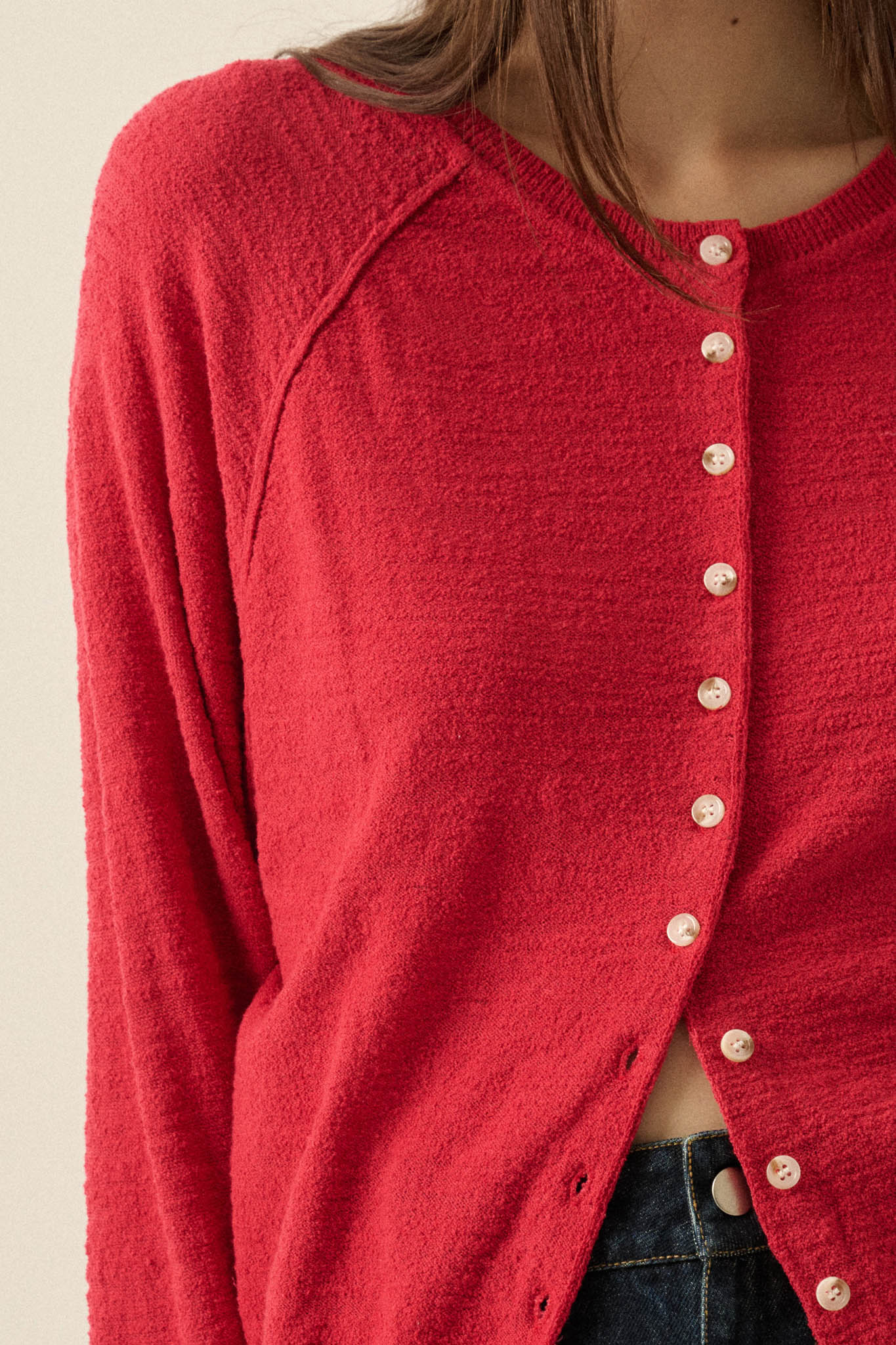 Close to You Textured Knit Raglan Cardigan - ShopPromesa