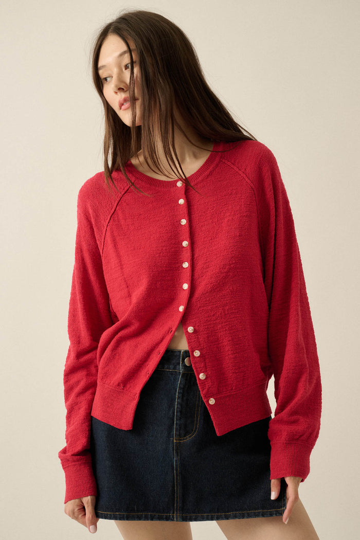 Close to You Textured Knit Raglan Cardigan - ShopPromesa