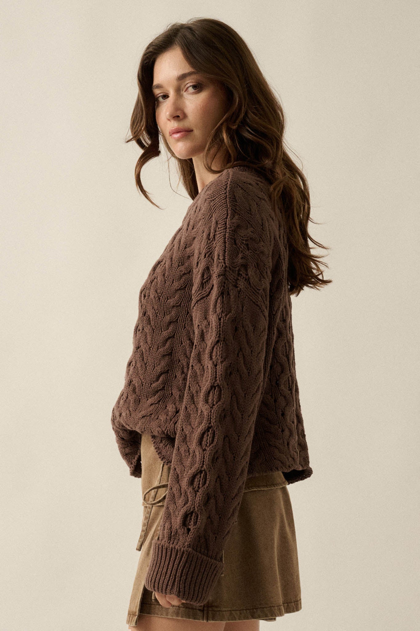 Free Time Cable-Knit Half-Zip Cuffed Sweater - ShopPromesa