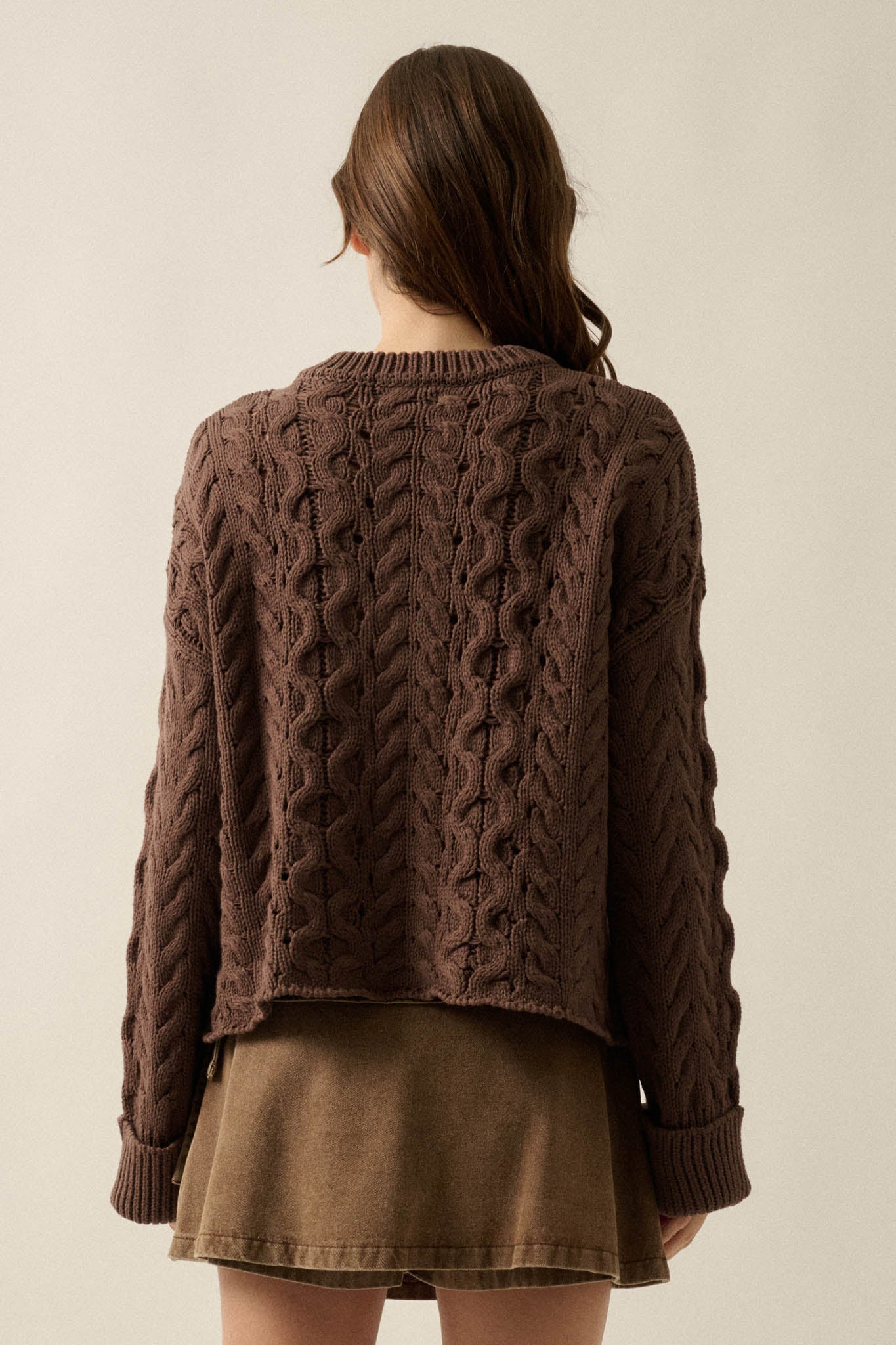 Free Time Cable-Knit Half-Zip Cuffed Sweater - ShopPromesa