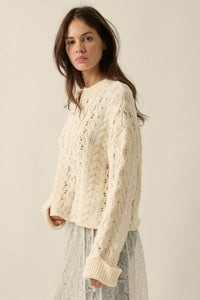 Free Time Cable-Knit Half-Zip Cuffed Sweater - ShopPromesa