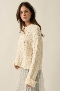Free Time Cable-Knit Half-Zip Cuffed Sweater - ShopPromesa