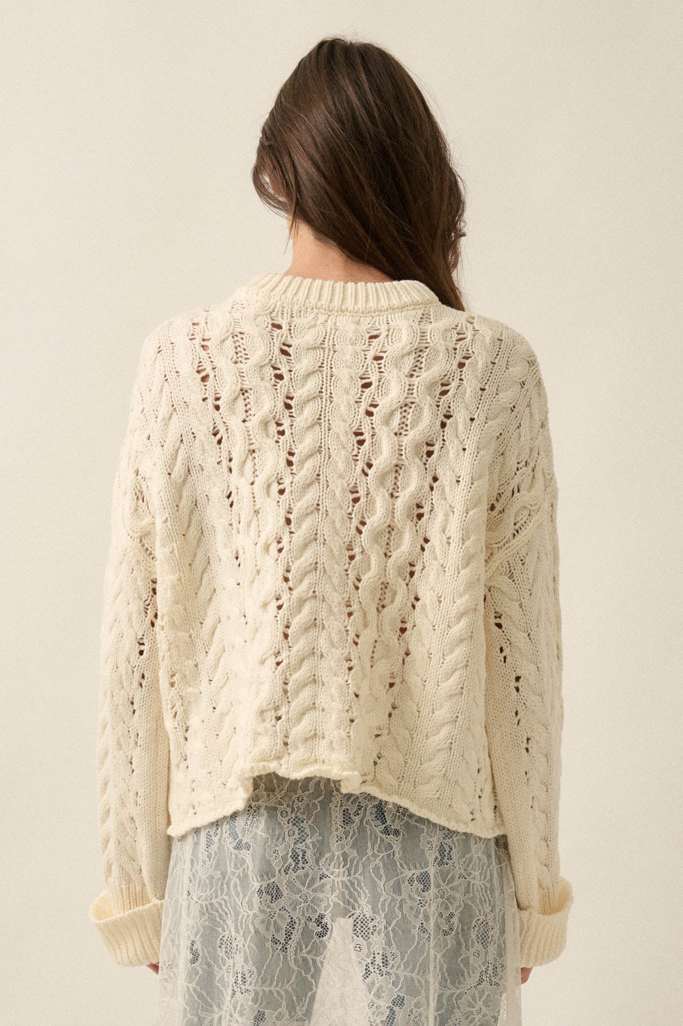 Free Time Cable-Knit Half-Zip Cuffed Sweater - ShopPromesa