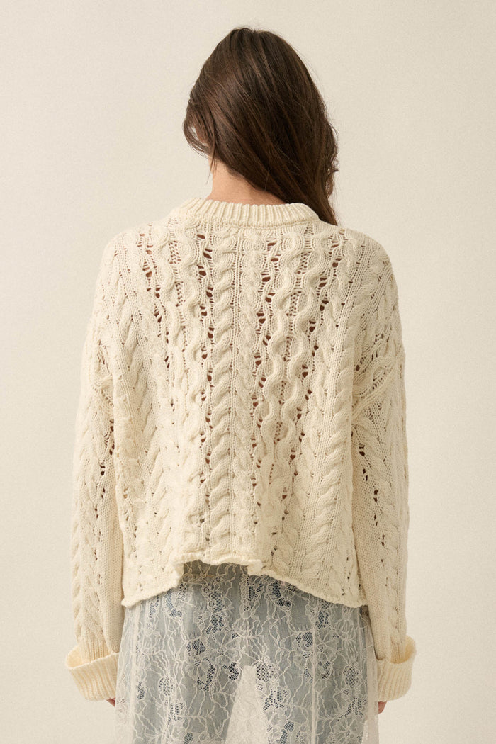 Free Time Cable-Knit Half-Zip Cuffed Sweater - ShopPromesa