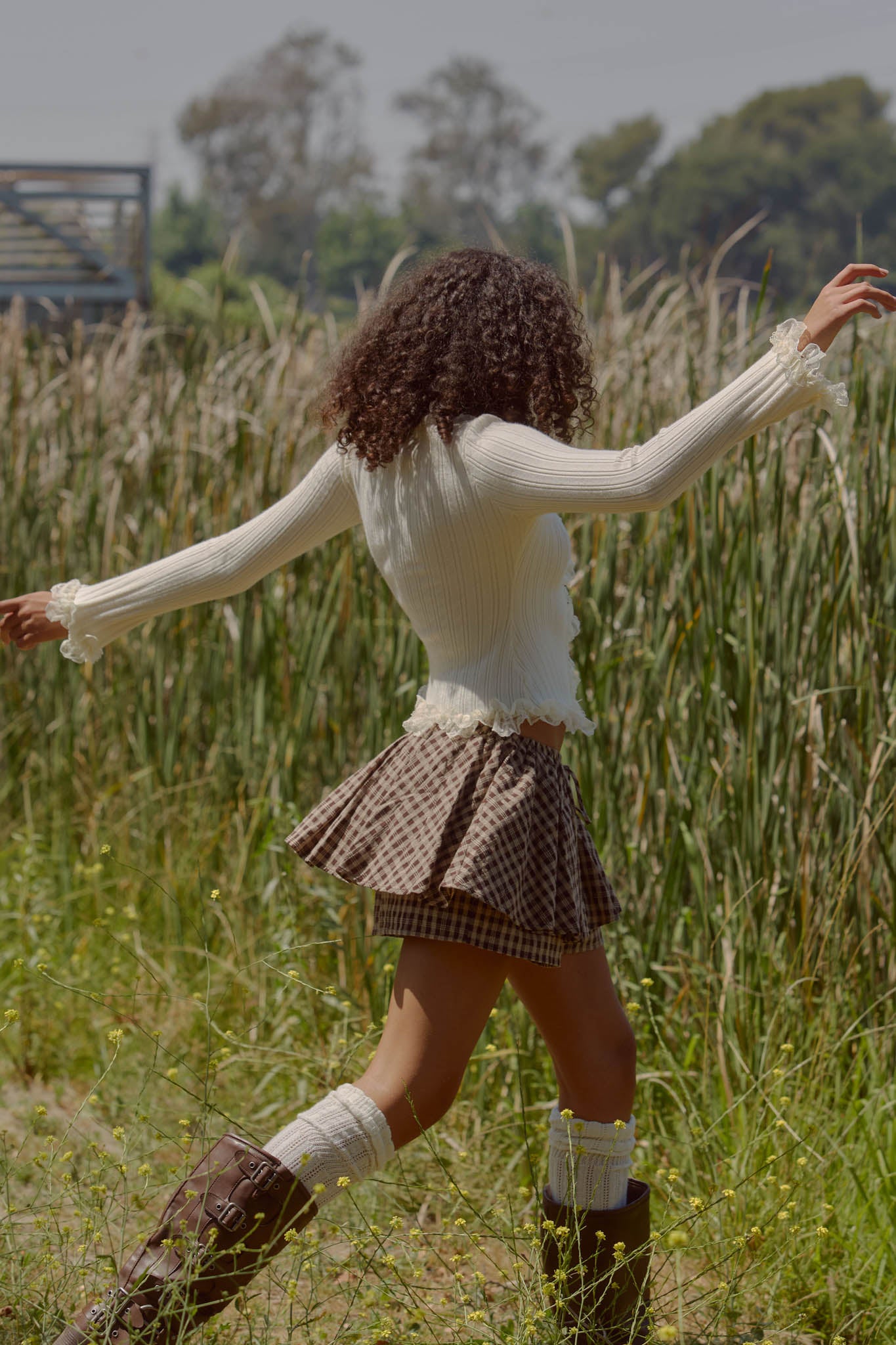 Frilly Frolic Lace-Ruffle Ribbed Knit Cardigan Top - ShopPromesa