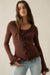 Frilly Frolic Lace-Ruffle Ribbed Knit Cardigan Top - ShopPromesa
