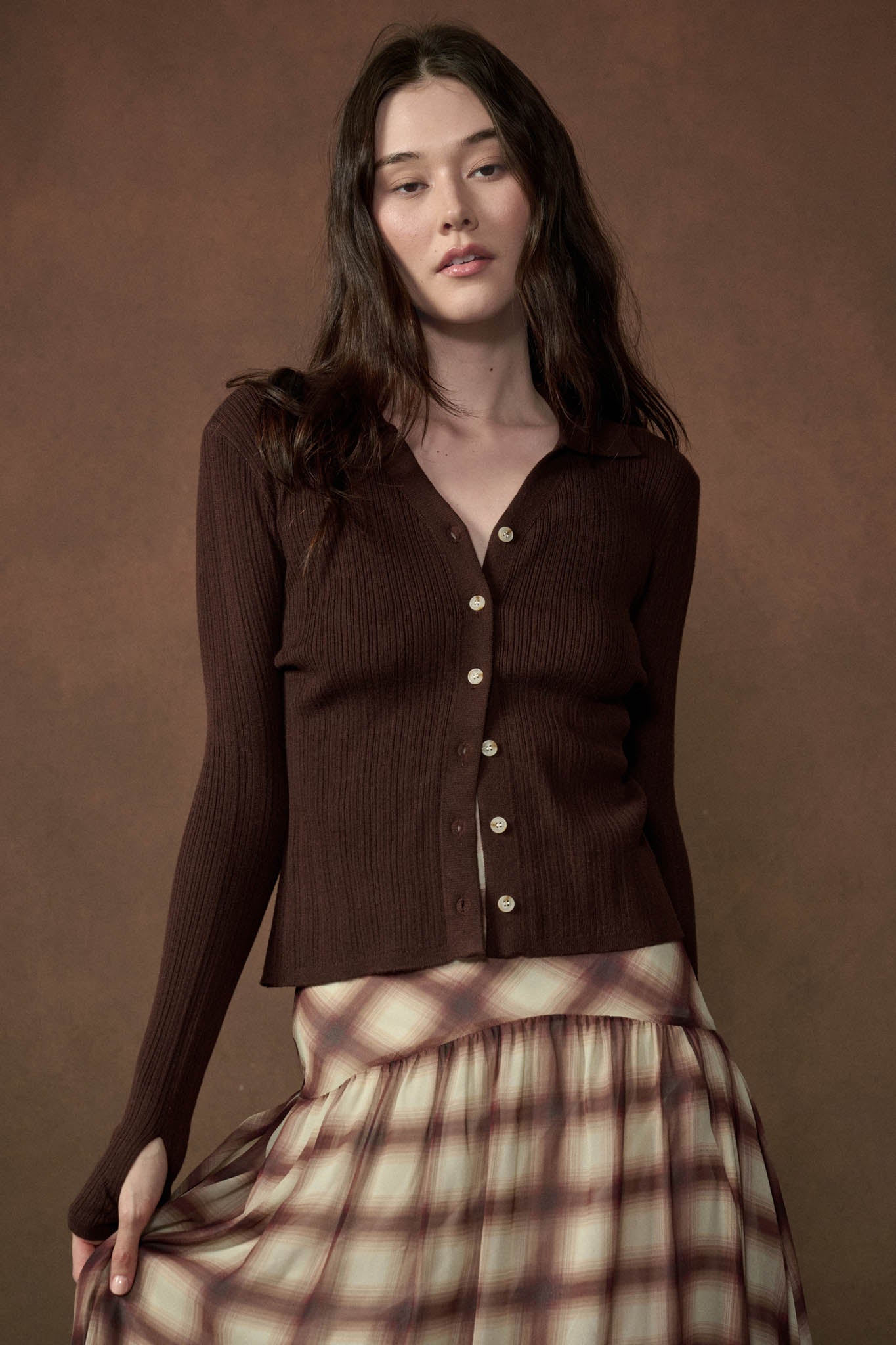 Kind Soul Ribbed Knit Button-Up Thumbhole Cardigan - ShopPromesa