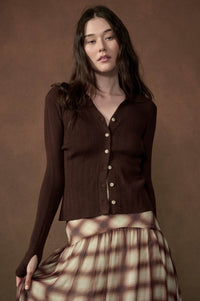 Kind Soul Ribbed Knit Button-Up Thumbhole Cardigan - ShopPromesa