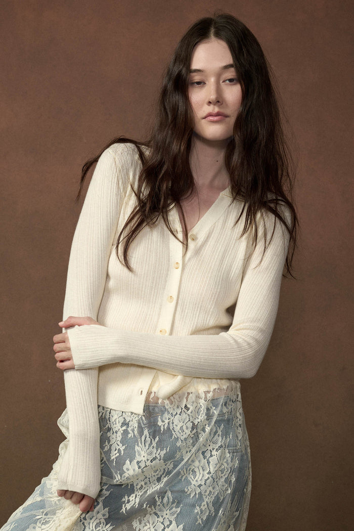 Kind Soul Ribbed Knit Button-Up Thumbhole Cardigan - ShopPromesa