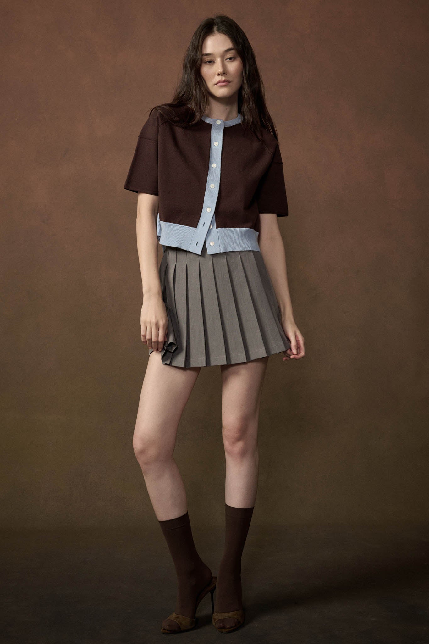 Nice Day Contrast Knit Short-Sleeve Cardigan - ShopPromesa