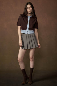 Nice Day Contrast Knit Short-Sleeve Cardigan - ShopPromesa