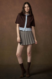 Nice Day Contrast Knit Short-Sleeve Cardigan - ShopPromesa