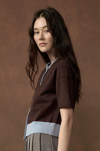 Nice Day Contrast Knit Short-Sleeve Cardigan - ShopPromesa