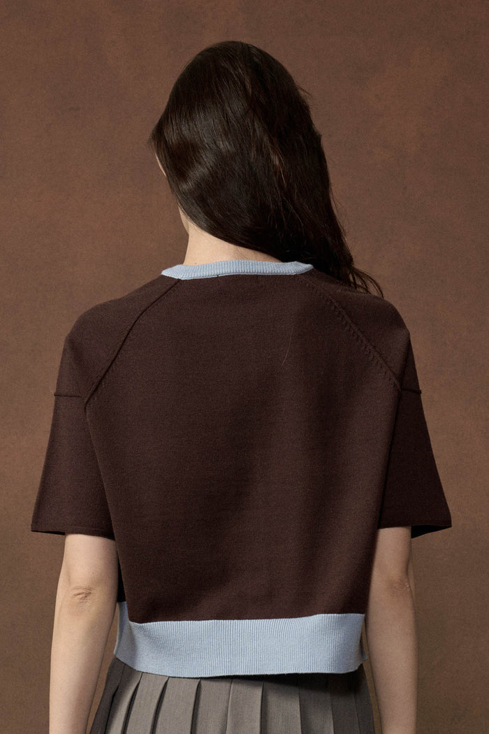 Nice Day Contrast Knit Short-Sleeve Cardigan - ShopPromesa