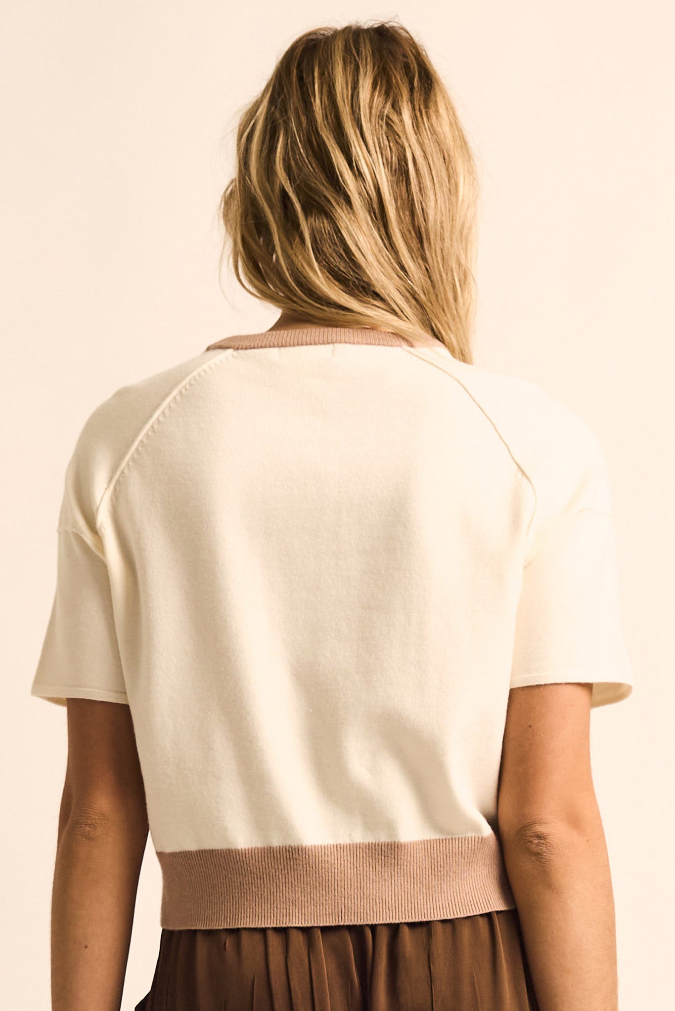 Nice Day Contrast Knit Short-Sleeve Cardigan - ShopPromesa