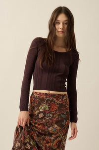 On Pointe Floral Pointelle Scoop-Neck Cropped Top - ShopPromesa