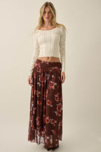 On Pointe Floral Pointelle Scoop-Neck Cropped Top - ShopPromesa