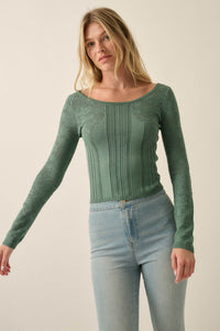 On Pointe Floral Pointelle Scoop-Neck Cropped Top - ShopPromesa