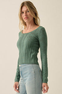 On Pointe Floral Pointelle Scoop-Neck Cropped Top - ShopPromesa