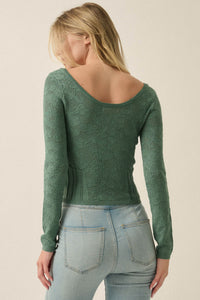 On Pointe Floral Pointelle Scoop-Neck Cropped Top - ShopPromesa