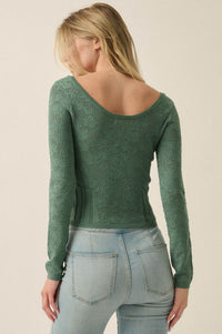 On Pointe Floral Pointelle Scoop-Neck Cropped Top - ShopPromesa
