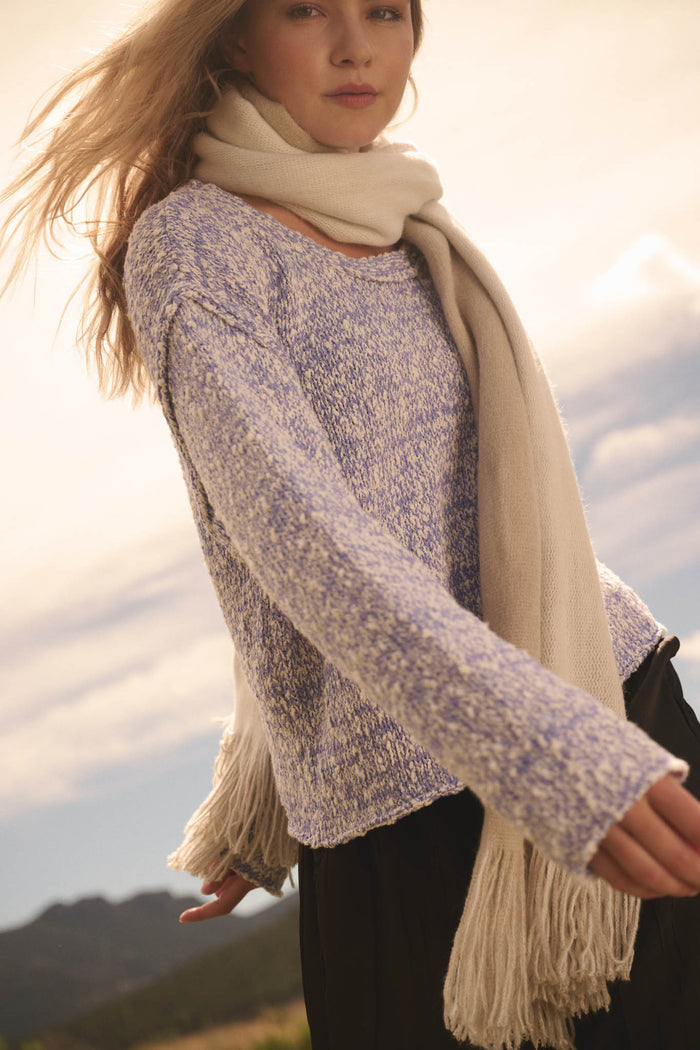 Stay Awhile Marled Boucle-Knit Rolled-Edge Sweater - ShopPromesa