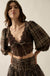 County Line Plaid and Lace Balloon-Sleeve Crop Top - ShopPromesa